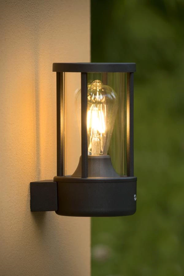 Lucide LORI - Wall light Outdoor - Ø 12 cm - 1xE27 - IP44 - Anthracite - ambiance 1